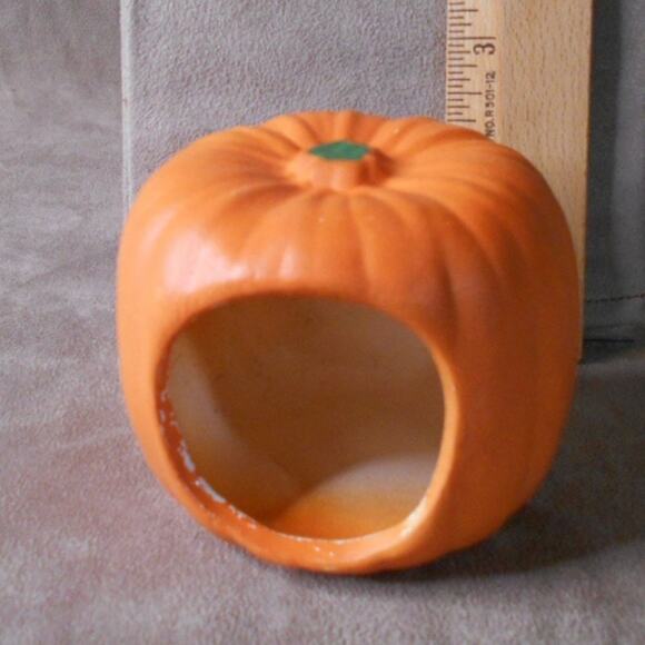 Ceramic Pumpkin Candle Holder Small Halloween Thanksgiving Fall Decor - Picture 7 of 7